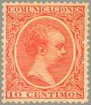 Sellos de Europa - Espa�a -  ESPAÑA 1889-99 218 Sello Nuevo Alfonso XIII Tipo Pelón 10c Bermellon 