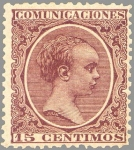 Stamps Spain -  ESPAÑA 1889-99 219 Sello Nuevo Alfonso XIII Tipo Pelón 15c Castaño Violeta 