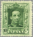 Stamps Spain -  ESPAÑA 1922 314 Sello Nuevo Alfonso XIII Tipo Vaquer 10c Verde nº control al dorso Espana Spain Espa