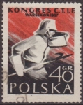 Stamps Poland -  Polonia 1957 Scott 786 Sello Congreso C.T.I.F. Bomberos Usado Polska Poland Polen Pologne 