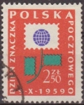 Sellos de Europa - Polonia -  Polonia 1959 Scott 874 Sello Flor hecha de sellos Usado Polska Poland Polen Pologne 