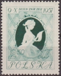 Sellos de Europa - Polonia -  Polonia 1957 Scott 790 Sello Nuevo Dia del Sello Chica Escribiendo una Carta de Fragona Rd