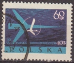 Sellos de Europa - Polonia -  Polonia 1959 Scott 863 Sello Aniversario LOT Lineas Aereas Polacas Avion Simbolico Usado Polska Pola