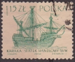 Stamps Poland -  Polonia 1963 Scott 1131 Sello Antiguos Barcos Caraca Usado Siglo XV Polska Poland Polen Pologne 