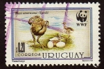 Stamps Uruguay -  Ñandu con su cria y nido