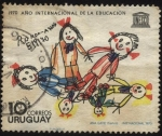 Sellos de America - Uruguay -  UNESCO. 1970 año internacional de la educación. Ronda dibujo infantil.