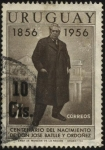 Stamps America - Uruguay -  100 años del nacimiento de Don José Batlle y Ordoñez. Sobreimpreso