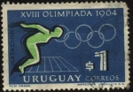 Stamps America - Uruguay -  XVIII Olimpiadas año 1964. Natación 