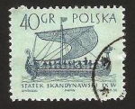 Stamps Poland -  navegación a vela, barco vikingo