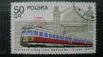 Stamps : America : Poland :  Tren electrico y estación -
