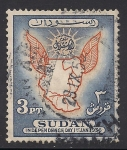 Sellos de Africa - Sudn -  MAPA DE SUDAN Y SOL.