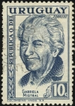 Sellos de America - Uruguay -  Lucila de María del Perpetuo Socorro Godoy Alcayaga más conocida como Gabriela Mistral. 1889 – 1957.