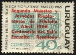 Sellos de America - Uruguay -  Primera muestra filatélica Rioplatense 1965. Sobreimpreso segunda muestra y Jornadas Rioplatenses de