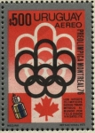 Sellos de America - Uruguay -  Olimpíadas de Canadá, Montreal 1976. Transmisión de los juegos olímpicos vía satélite. 