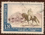 Stamps : America : Peru :  Exposición Peruana Paris-V-1958 - Chalán con Caballo de Paso Peruano