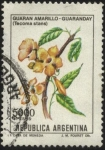 Stamps Argentina -  Flor Guarán amarillo - Guaranday -Tecoma stans - 