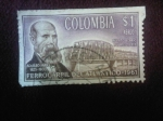 Sellos de America - Colombia -  Aquileo Parra (1825-1900)Presidente - Puente Ferroviario sobre el río Magdalena-Terminación del Ferr