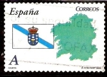 Stamps Spain -  Bandera y mapa de Galicia