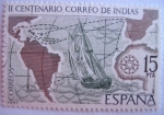 Sellos de Europa - Espa�a -  correo de indias.ESPAMER'77-II centenario de la real ordenanza reguladora del correo maritimo.