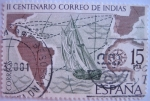 Sellos de Europa - Espa�a -  correo de indias.ESPAMER'77-II centenario de la real ordenanza reguladora del correo maritimo.