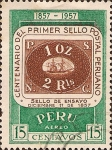 Stamps : America : Peru :  Centenario del Primer Sello Postal Peruano. 1857 - 1957