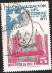 Stamps Chile -  NACIONALIZACION DEL COBRE -  MINERO