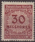 Sellos de Europa - Alemania -  Deutsches Reich 1923 Scott 288 Sello * Numeros Cifras 30 Millones Alemania Allemagne Duitsland Germa