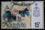 Sellos del Mundo : Asia : Malaysia : Estado de Pulau-Pinang / Mariposa Azul Pensamiento