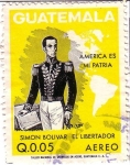Sellos del Mundo : America : Guatemala : Simon Bolívar y mapa de las Américas