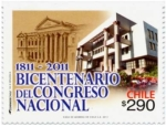 Sellos de America - Chile -  Bicentenario Congreso Nacional 