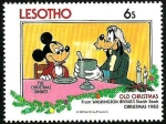 Stamps Lesotho -  Lesotho 1983 Scott 417 Sello ** Walt Disney Libro dibujos Washington Irving Cena de Navidad 6s