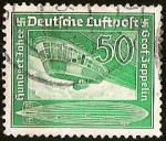 Stamps : Europe : Germany :  DEUTSCHE LUFTPOST - CENTENARIO NACIMIENTO CONDE VON ZEPPELIN  NAVE Y CABINA DEL PILOTO