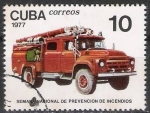 Sellos del Mundo : America : Cuba : Cuba 1977 Scott 2147 Sello º Prevencion Fuego Camion Moderno Prevention Incendies Timbre 10c