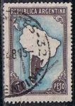 Stamps Argentina -  Scott  446  Mapa de Sudamerica (2)