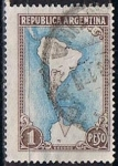 Stamps Argentina -  Scott  594  Mapa Mostrando la Antartidad (4)