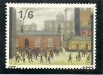 Stamps : Europe : United_Kingdom :  Cuadros. La salida de la escuela de Laurence S. Lowry (1887)