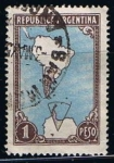 Stamps Argentina -  Scott  594  Mapa Mostrando la Antartidad