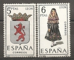 Stamps : Europe : Spain :  Escudo y traje típico (León)