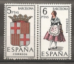 Sellos de Europa - Espaa -  Escudo y traje típico (Barcelona)