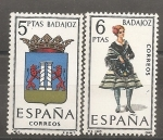 Stamps : Europe : Spain :  Escudo y traje típico (Badajoz)