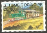 Stamps So Tom and Prncipe -  1166 - locomotora con vagón para el transporte de pasajeros