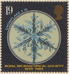 Sellos de Europa - Reino Unido -  150 ANIV DE LA SOCIEDAD DE MICROSCOPIA. CRISTAL DE NIEVE