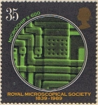 Sellos de Europa - Reino Unido -  150 ANIV DE LA SOCIEDAD DE MICROSCOPIA. MICROCHIP