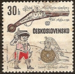 Stamps Czechoslovakia -  Detalle decorativo.Pistola con bloqueo de ruedas,Cheb,cerca de1580