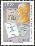 Stamps Chile -  BICENTENARIO DEL NACIMIENTO DE ANDRES BELLO - CODIGO CIVIL