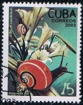 Stamps Cuba -  Scott  4212  Lirio candidum, Polymita picta