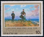 Stamps North Korea -  Scott  1535  Kim co el niño y el hombre a orillas del mar