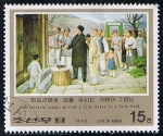 Stamps North Korea -  Scott  1536  Kim dando una casa y granja