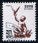 Stamps North Korea -  Scott  3503 Niño y pagaro