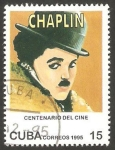 Sellos de America - Cuba -  3478 - Centº del cine, Charlie Chaplin